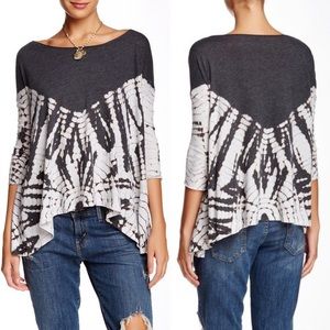 Free People Gray Tie Dye Coastal long sleeve Top S